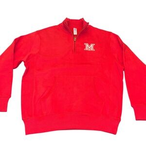 Perrin | Maryland | Red Quarter Zip Sweatshirt | Small | Pullover Athleisure